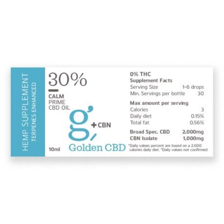 רכיבים של שמן ספקטרום רחב 3000 מ״ג CBD ו-CBN Golden CBD